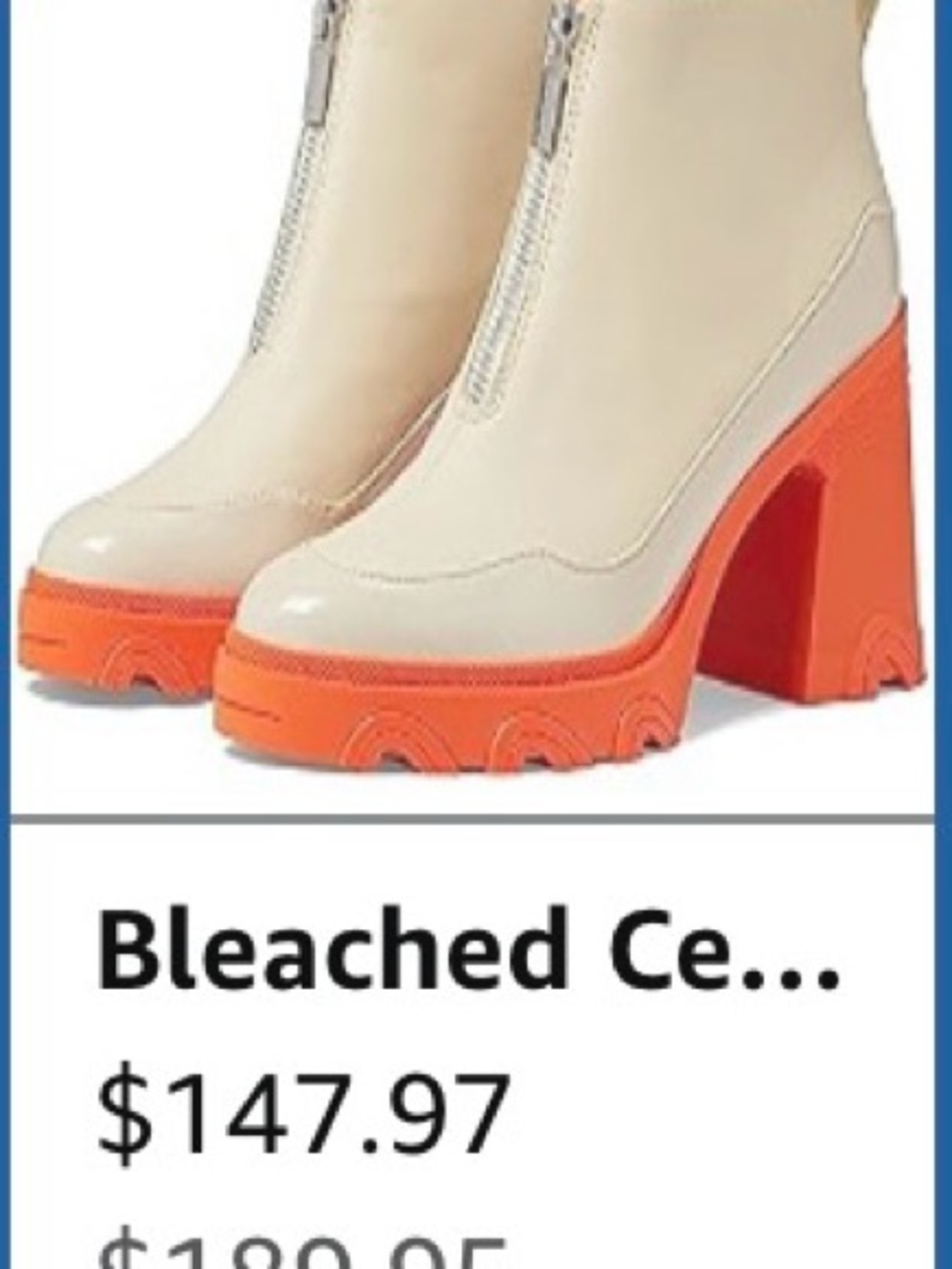 Bleached Cement Platform Heel Boot - Orange Accent